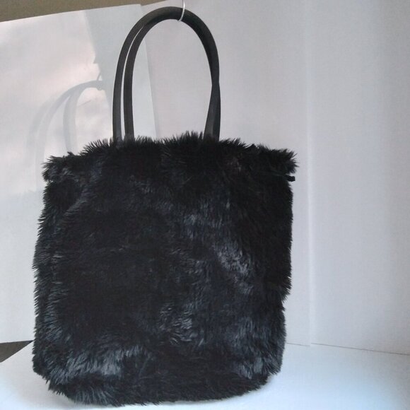 Great Big Black Cuddly Fabulous Faux Fur Emotional Support Shoulder Bag/Tote - Picture 6 of 8